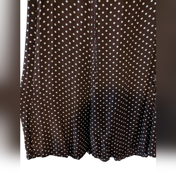 Vintage Maggie McNaughton Brown with Cream Polka Dot Light Pleated Skirt Sz 16W - Picture 8 of 11